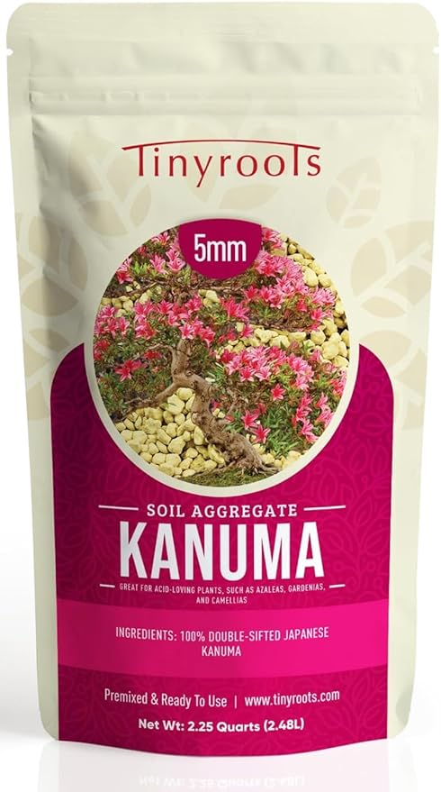 Kanuma Bonsai Soil by Tinyroots- 2 Quarts, Used with Acid Loving Bonsai Trees, Camellias, Gardenias, Azaleas, 5 Millimeter