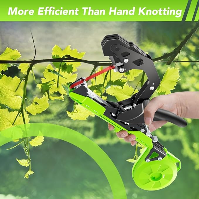 Plant Tying Machine, Lightweight Plant Tape Gun to Tie Up Vine, Plant Tying Tape Tool for Gardeners Farmers, Garden Tape Gun with 10000pcs Staples, 20 Rolls Tape, 1 SK5 Blade, 1 Gloves (Green)