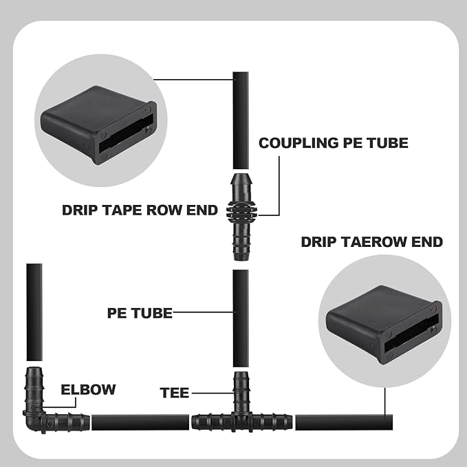 TOYMIS 25pcs Folding Drip Tape Row Ends, Drip Tape End Folding for 5/8inch Dripless Drip Tape Kit Suitable for Drip Irrigation Systems and Landscaping Irrigation