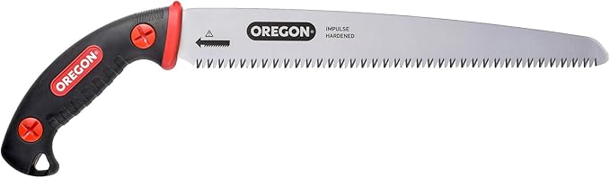Oregon 12” Straight Premium Japanese High-Carbon Steel Hand Saw, Rust Proof Forestry/Pruning/Cutting Tool, Curved Blade with Scabbard Safety Sheath (600138)