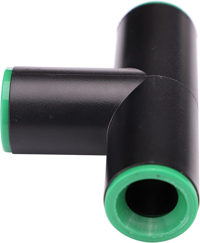 Raindrip 347G00UB Compression Tee, 1/2-Inch, Drip Irrigation Fitting for Supply Tubing and Dripline, Black with Green