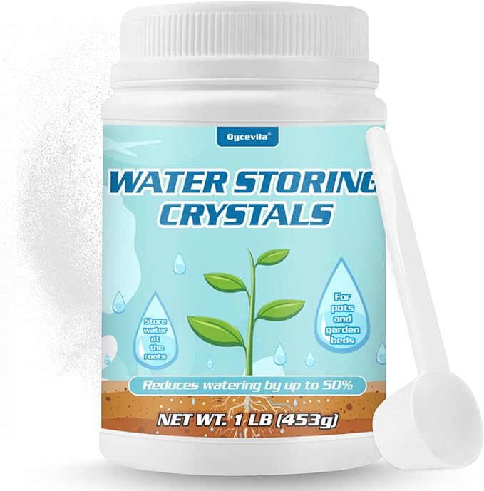 1LB Water Storing Crystals for Plants with Spoon, Water Gel Solves Plant Over-Watering and Drought Problems, Keeps The Soil Moist, Small Water Storing Polymer Crystals for Plants Powder - by Oycevila