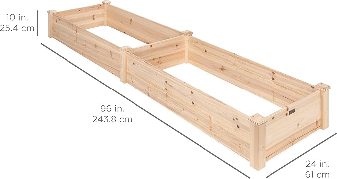 Best Choice Products 8x2ft Outdoor Wooden Raised Garden Bed Planter for Vegetables, Grass, Lawn, Yard - Natural