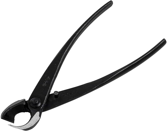 Wazakura Hand Forged Bonsai Concave Branch Cutter, Made in Japan 8 inch (200mm), Japanese Gardening Tools, Straight Edge Black