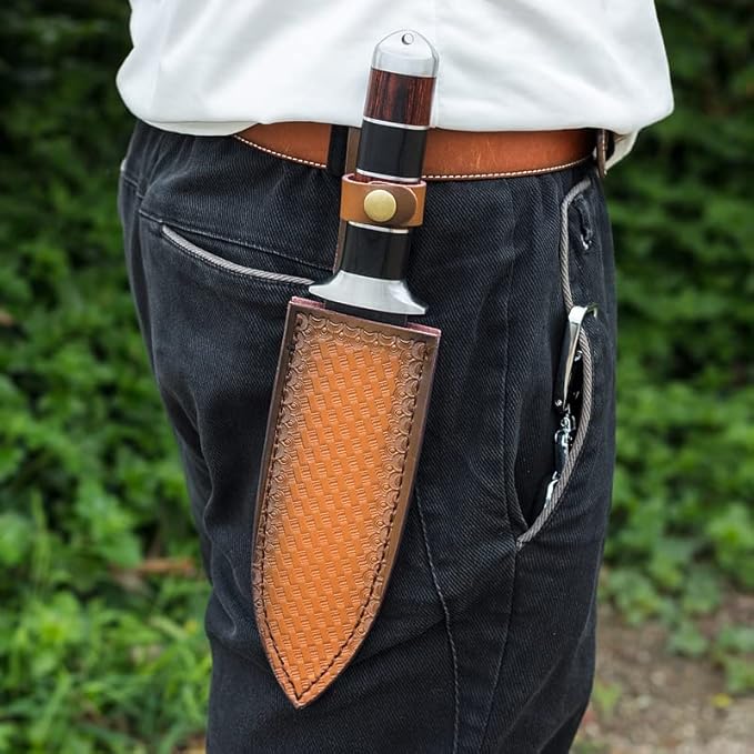 Professional Garden Knife / with Thicker Leather Sheath, Stainless Steel Blade, for Weeding, Digging, Pruning and Cultivating / with Beautiful Packaging, Black (CY98)