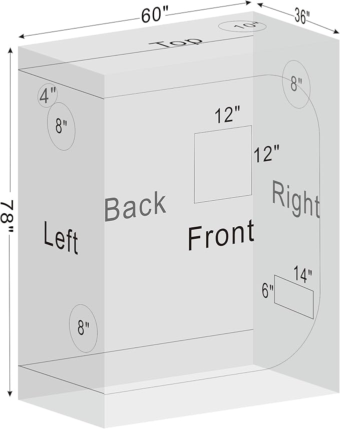 Grow Tent 36"x60"x78" Growing Tents for Indoor Plant 600D Mylar Hydroponic High Reflective Grow Room for Plant Fruit Flower Veg Growing