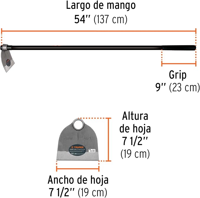TRUPER AL-1M Round Eye Hoes w/ 54" Handle 1.6Lb (0.72Kg)