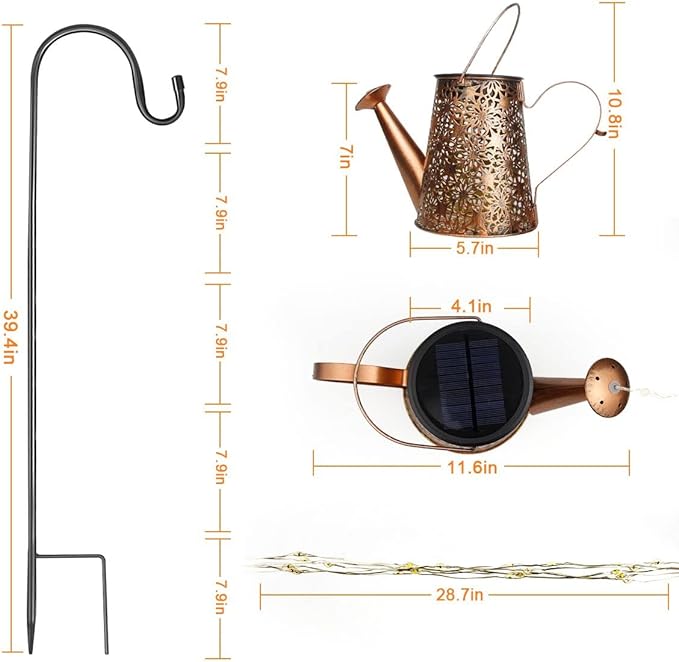 Forlivese 2PCS Solar Watering Can with Lights, Solar Lights Outdoor Decorations with Hanging Solar Garden Lights with Bracket Waterproof Watering Can Landscape Light for Patio Gardening Pathway 90LED