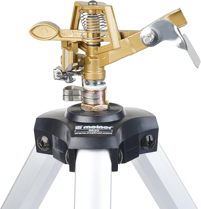 Melnor 65162AMZ Metal Pulsating Sprinkler with QuickConnect Set, Amazon Bundle, XT Tripod