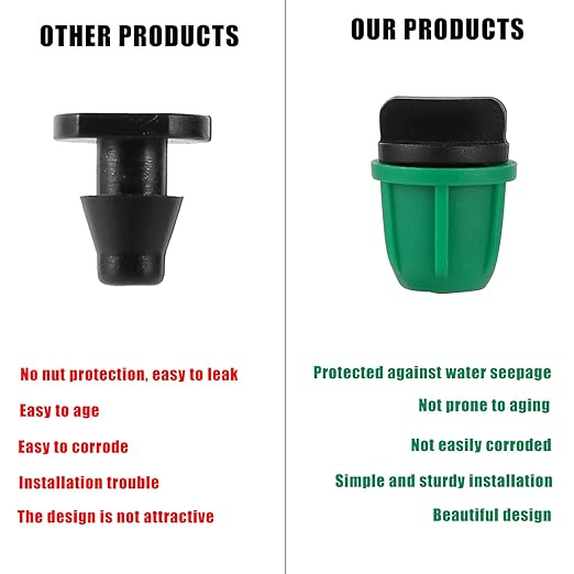 Leak-Proof Drip Irrigation System with 20 Adjustable Nozzles.20 Lock Barbed 6mm to 1/4 Inch Tee, 5 Lock Barbed End Plugs for Greenhouse Lawn Raised Bed (Drip Irrigation Nozzle kit)