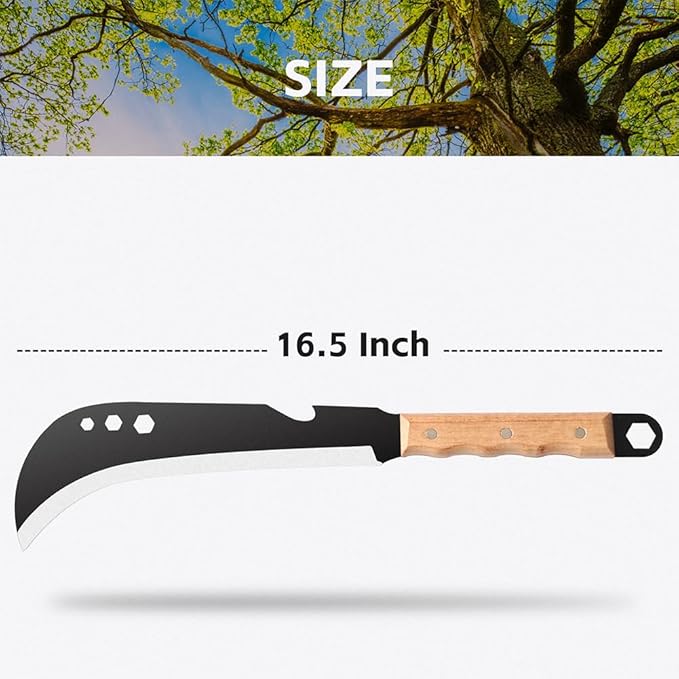 Sickle Machete for Yard Work Machetes for Cutting Trees Billhook Brush Clearing Sickle Garden Tool Brush Axe Harvest Knife Heavy Duty Machete Sickle for Gardening Billhook Machete Camping