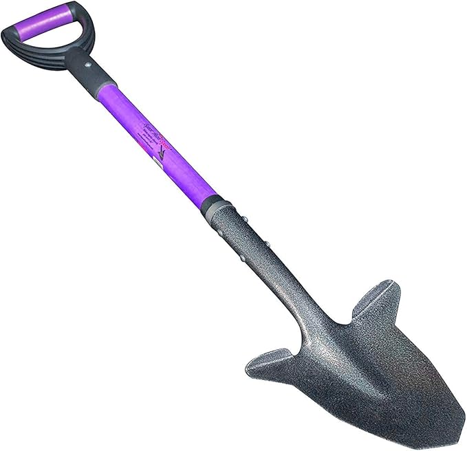 Gardening Shovel with Steel-Reinforced Fiberglass Handle, Cushioned D-Grip and Sharp, Hardened-Steel Blade, Award Winning Spade, Model SHFD3 Lavender
