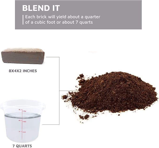 UBICON Easy to Use Compressed Coco Coir Organic Top Soil for Indoor and Outdoor; 24 Bricks expands to 60 Gallons, Excellent Aeration, Reduces Weed Growth, and Retains Water