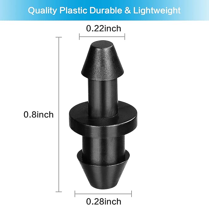 JAYEE 50 Pieces 1/4" Drip Tubing Fittings End Plug, 1/4 Inch Drip Irrigation Barbed End Closure for Home Garden Sprinkler Systems