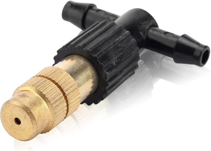 Mornajina 40Pcs Three-Way Atomizing Nozzle with Drip Irrigation Connector for 1/4 inch Drip Irrigation Tubing, Micro Spray Drip Irrigation Emitters, Adjustable Sprinkler Drip Irrigation Mister Kit