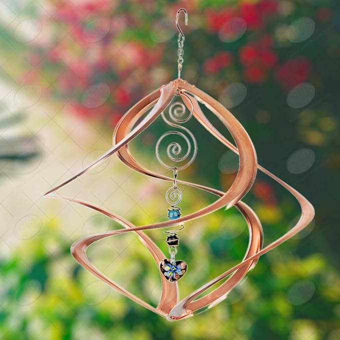 Red Carpet Studios 31042 Cosmix Wind Spinner Double Helix, Copper W/Heart Crystal, 14 Inch