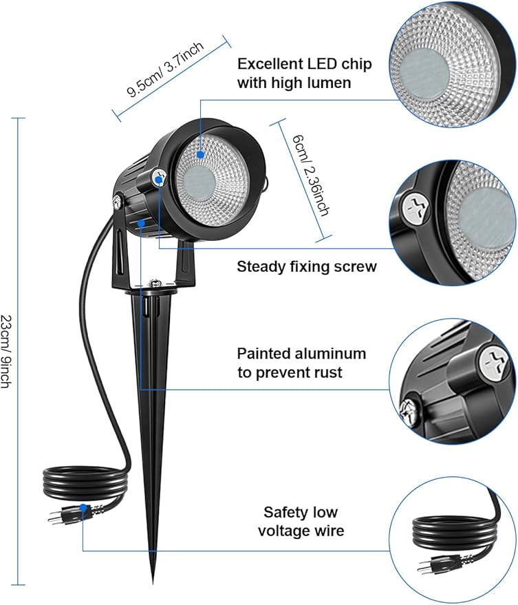 Halloween RGBW Outdoor Spotlights for Yard,10W Color Changing Landscape Lights with Remote Control 120V LED Landscape Lighting Waterproof Spotlight with Plug Tree Garden Path Decoration (2Pack)