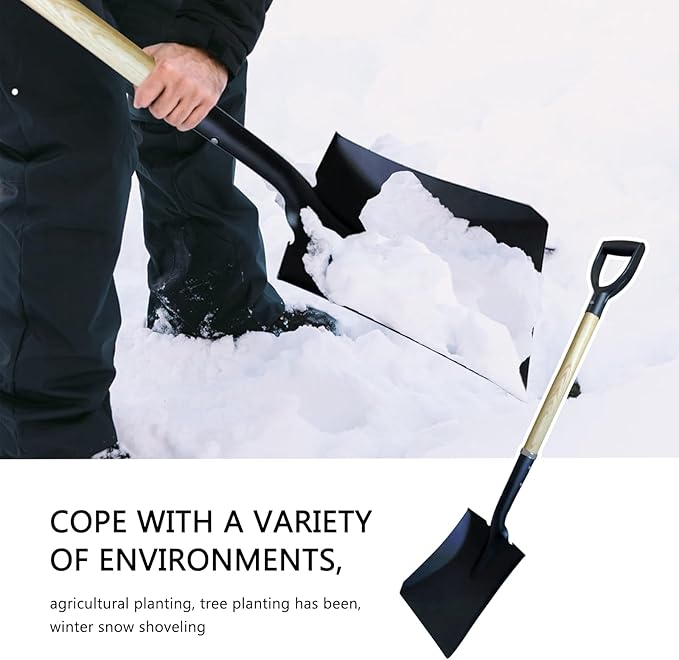 Flat Shovel, Square Shovel, Transfer Shovel, Snow Shovel, 41 inch Long, Durable D Grip Shovel, for Farming, Outdoor Works, Gardening, Landscape Works