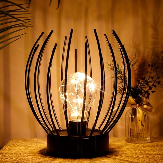 JHY DESIGN Decorative Battery Table Lamp Battery Powered Lights Indoors lamp with LED Bulb Battery Operated Outdoor Lantern Great for Room Decor Parties Patio Events