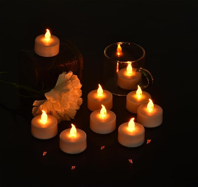 Tea Light Candles with Remote Control,24pack Flickering Flameless LED Candle,Long Lasting 400+Hours,Battery Operated with Timer for Home Decoration Seasonal &Festival Celebration WarmYellow