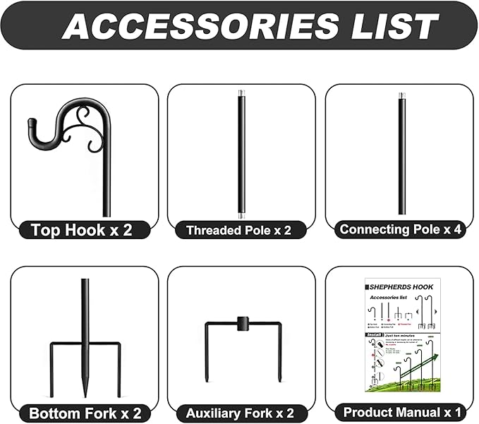 Shepards Hooks for Outdoor, 76 Inch Adjustable Shepherds Hook for Bird Feeders for Outside (2pcs), Heavy Duty Humming Bird Stand Feeder Pole, Metal Garden Hooks Hanger for Outdoor Décor