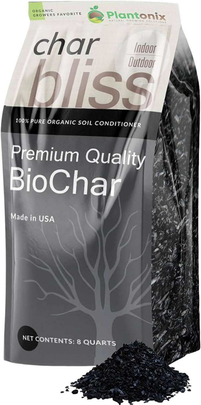 Char Bliss (8 Qts) - Organic Biochar for Plants - OMRI-Listed Biochar Soil Amendment Organic - Bio Char for Plants - Horticultural Charcoal for Plants, Potting Soil, Garden Soil, & Potting Mixes