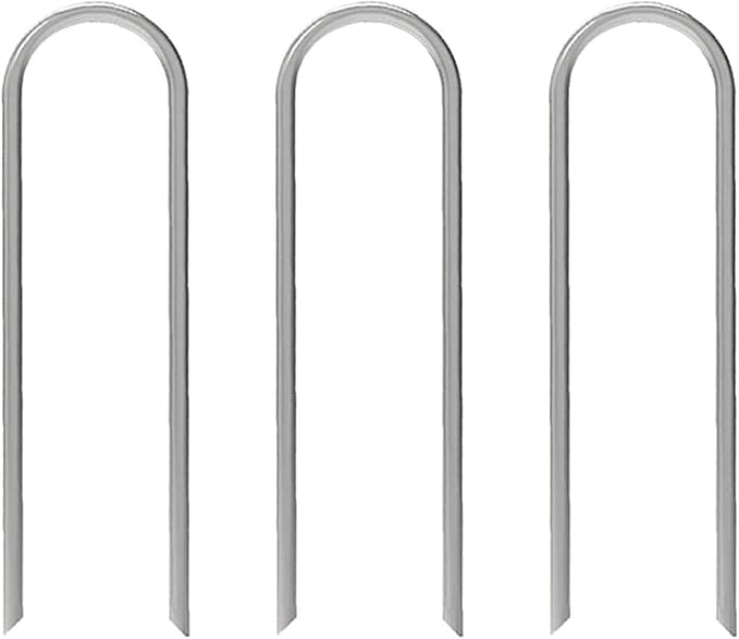 AAGUT Garden Staples 6 Inch Galvanized 100 Pack Round-Top Drip Hose Stakes Irrigation Hooks Heavy Duty 11 Gauge Lawn U Pins Sod Nails for Landscape Fabric, Soaker Hose, Chicken Wire, Dog Fence