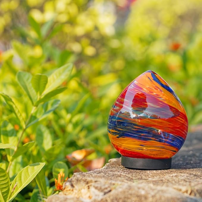 Outdoor Solar Lanterns, Colorful Glass Garden Lights, Decorative Outdoor Lantern Waterproof Solar Globe Lights for Lawn, Porch Decor-Orange