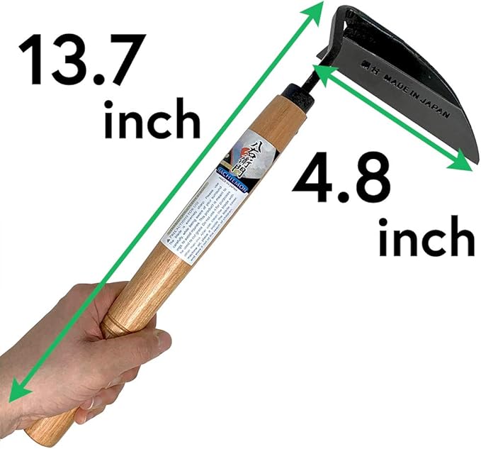 HACHIEMON Japanese Weeding Tool Very Sharp Edge Nejiri Gama Left-Handed Version - Made in Japan