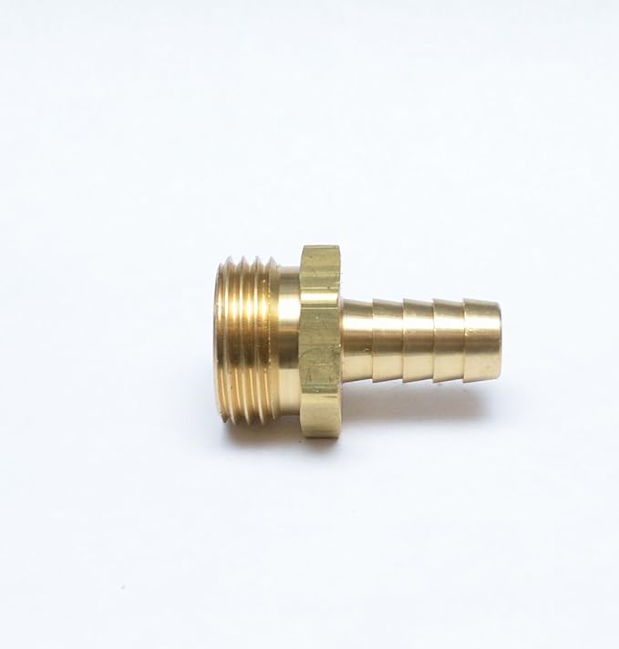 Brass 1/2" Hose ID to 3/4" GHT Male Garden Hose Thread Straight Barb Fitting for Hose Repair, Irrigation, Powerwashing