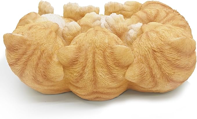 Sleeping Orange Tabbies Cat Garden Statue Decor, Resin Realistic Sculptures Gift for Cat Lovers, Pet Memorial Stones for Loss of Pet, Kitty Figurine Art Decoration for Indoor Outdoor Home