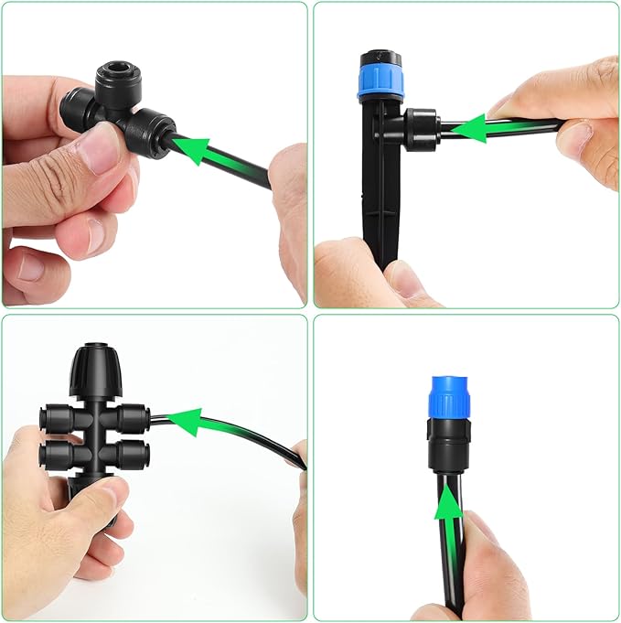 MIXC 100FT 1/4 inch Blank Distribution Tubing With 10 packs 1/4" Drip Irrigation Tee Connectors,Suitable For Quick Connector Irrigation Systems