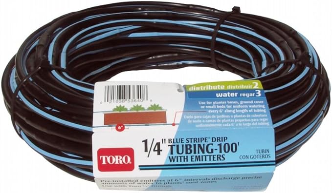 Toro 53640 Blue Stripe Drip 1/4-Inch Tubing Sprinkler with Emitters, 100-Feet
