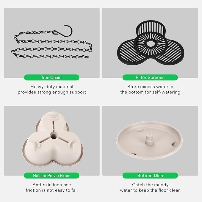 VIVOSUN 2-Pack 5 Tier Vertical Gardening Stackable Planter for Strawberries, Flowers, Herbs, Vegetables, Ivory