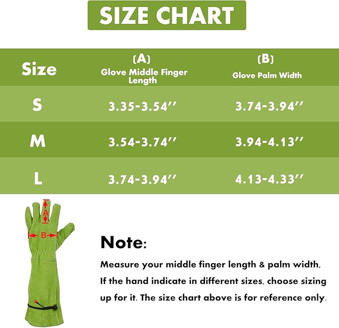 Gardening Gloves for Women, Garden Gloves for Thorn Proof, Professional Rose Pruning Gloves, Long Leather Garden Gloves (Medium, Forest Green)