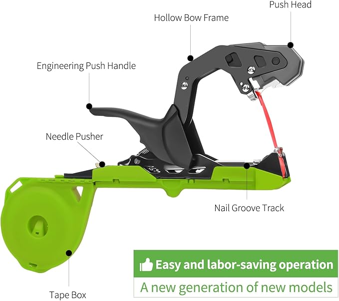 SWANSOFT Plant Tying Machine, Lightweight Plant Vine Tying Tape Machine Tool, Plant Tape Gun for Tomatoes, Grapes and Vegetable Garden, Come with 10000pcs Staples 10 Rolls Tape (Green)