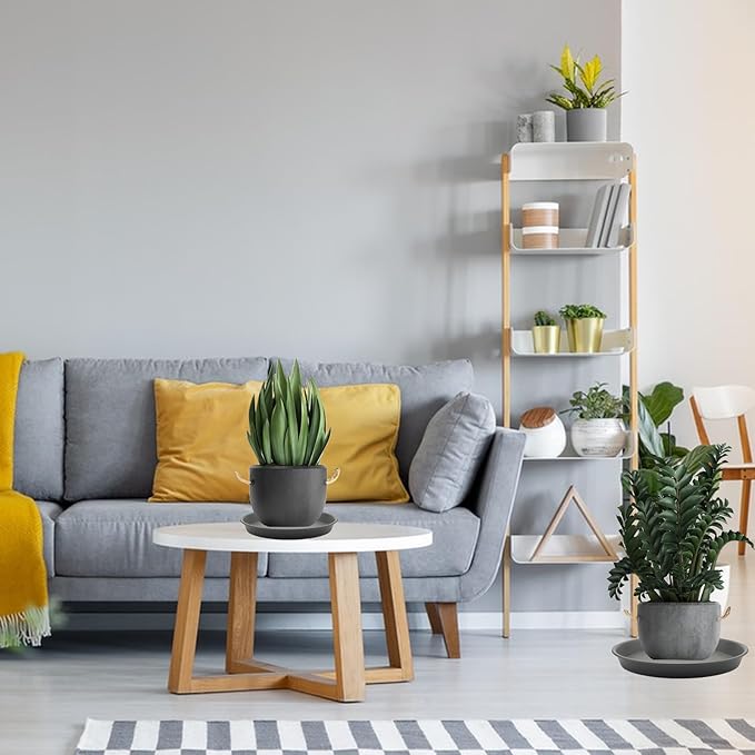 TITE Plant Saucer Heavy Large Planter Durable Thicker Plastic Plant Trays for Indoors and Outdoor,Plant Saucer Drip Trays (Grey, 12 inch)