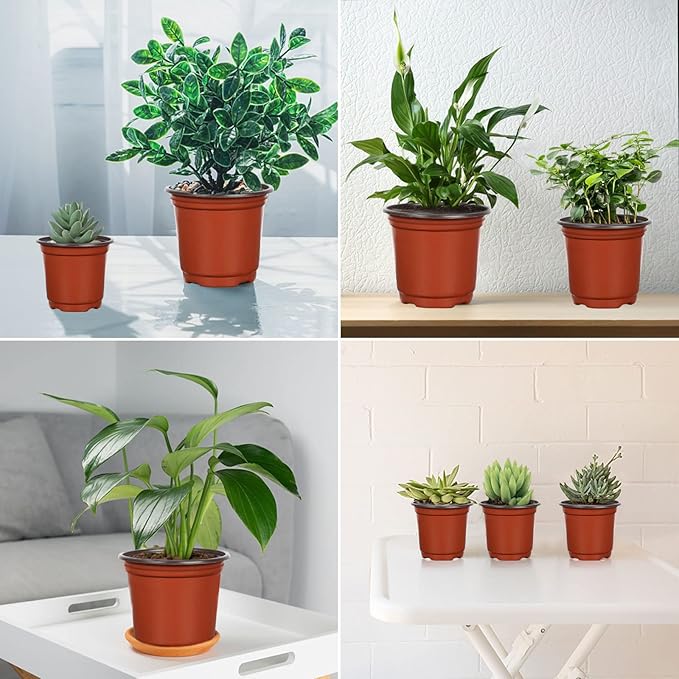 Augshy 120 Pcs Plastic Plants Nursery Pot, Indoor Outdoor Seed Starting Pots (4,5,6-Inch)