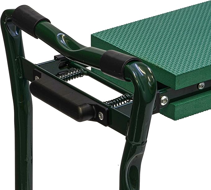 Morvat Garden Kneeler and Seat with Four Gardening Tools, Pair of Gloves + Two Side Pouches, Heavy Duty Metal & Thick Foam for Women Men Mom Seniors, Foldable Portable, Kneeling Pad with Safety Locks