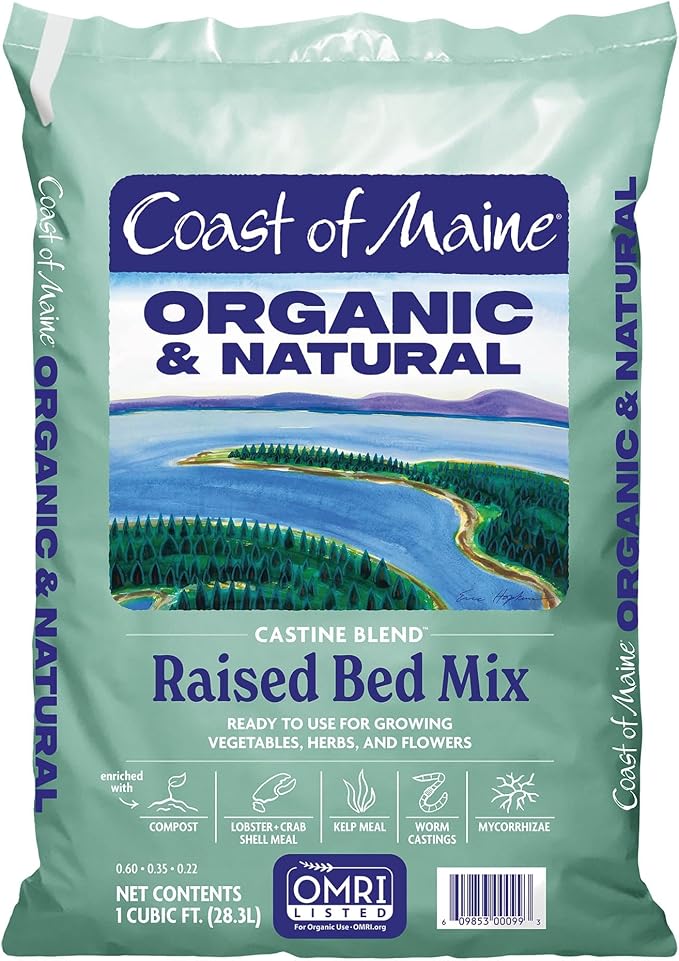 Coast of Maine Castine Blend Organic and Natural Raised Bed Mix, 1 cu ft (Pack of 4), RTU for Growing Vegetables, Herbs and Flowers