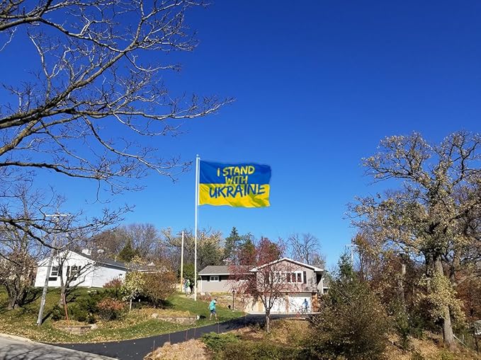 I Stand with Ukraine Flag Extra Large Flag 8x12FT Giant Ukrainian National Polyester Banner With 3 Grommets Fade Resistant Vivid Color For Patriotic Festival Events Party Decoration