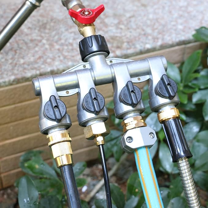 STYDDI 4 Pack 1/4 Inch Drip Irrigation Tubing To Faucet/Garden Hose Adapter, Solid Brass 3/4" FHT To 1/4" Drip Irrigation Tube Adapter, Convert Garden Hose Thread To 1/4" Drip Tubing Connectors