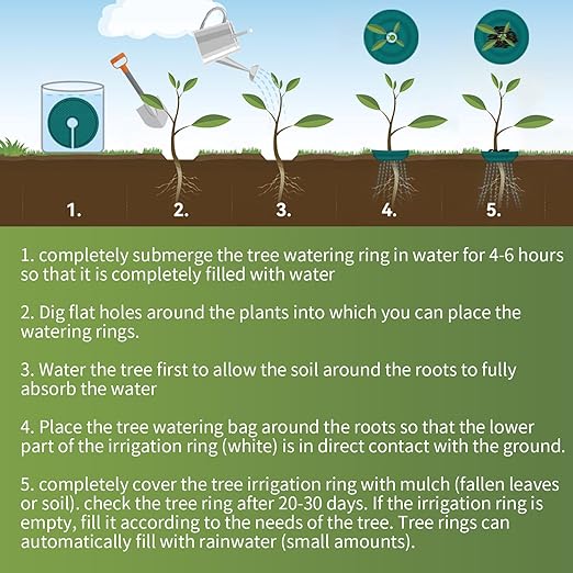 1 PCS Tree Watering Ring - 21 inch Tree Watering Bag. Basic Water Saving Slow Release Root Water System for Tree Drip Irrigation, Slow Release for up to 30 Days.