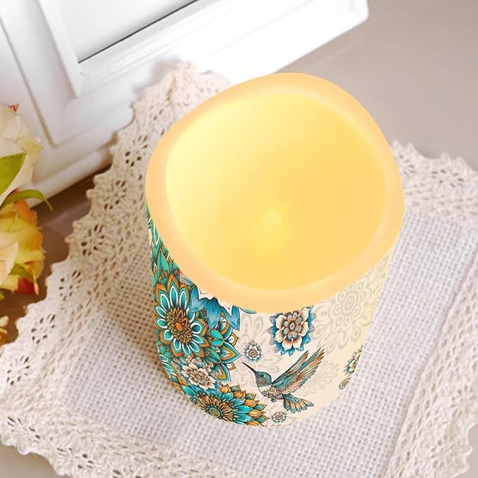 Ystardream Western Hummingbird Flameless Candles with Timer Led Candles Flickering 4 Candle Sets for Home Decor,18 Key Remote Control,Dancing Flames, True Wax, Battery Powered.