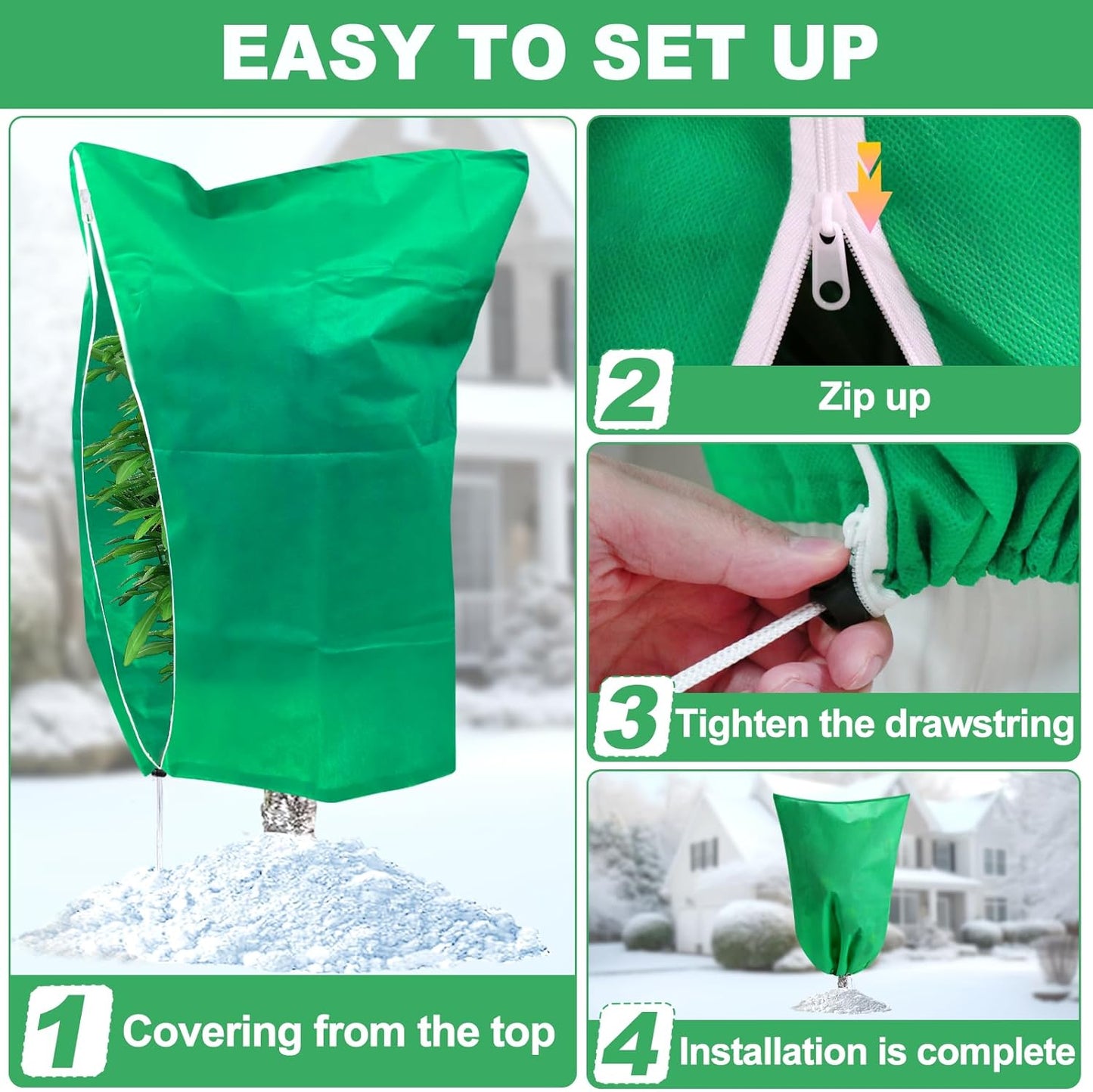 Plant Covers Freeze Protection, 2 Pack Tree Covers for Winter Cold Weather Frost Blankets for Outdoor Plants Fruit Tree, 47.2" X 70.8" Shrubs Trees Jacket Covers Bags with Zipper Drawstring