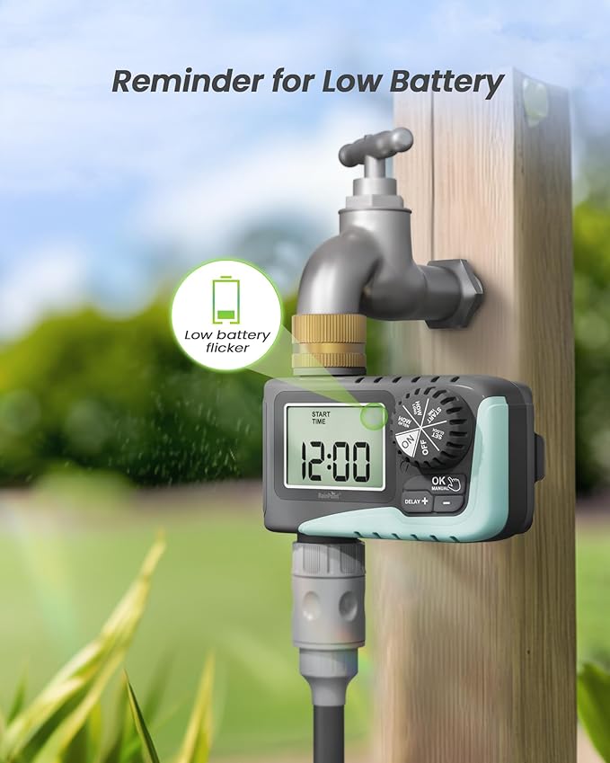RAINPOINT Sprinkler Timer Outdoor, Water Timer for Garden Hose Faucet Timer, Programmable Watering Irrigation Timer with Rain Delay/Manual, V2, 2024 Release(Metal)
