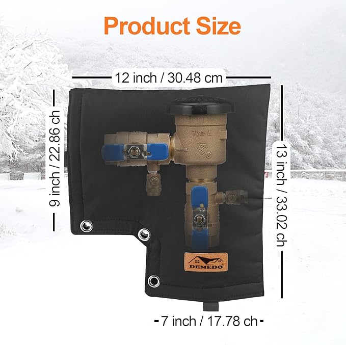 Backflow Cover, Backflow Preventers Protection, Pressure Vacuum Breaker Cover for Winter, Insulated Cover Pouch for Irrigation Backflow Valve, Sprinkler Valves Cover in Snow or Sun Exposure – Black