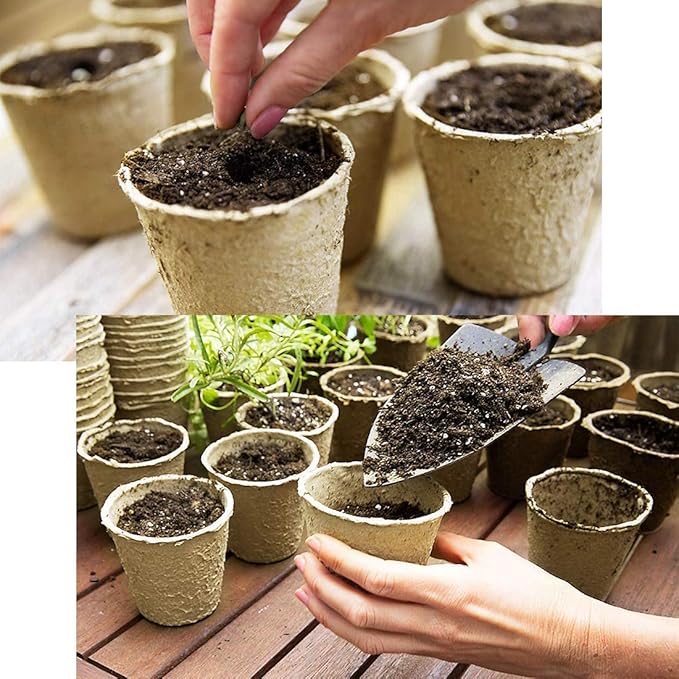 GROWNEER 120 Packs 3 Inch Peat Pots Plant Starters for Seedling with 15 Pcs Plant Labels, Biodegradable Herb Seed Starter Pots Kits, Garden Germination Nursery Pot