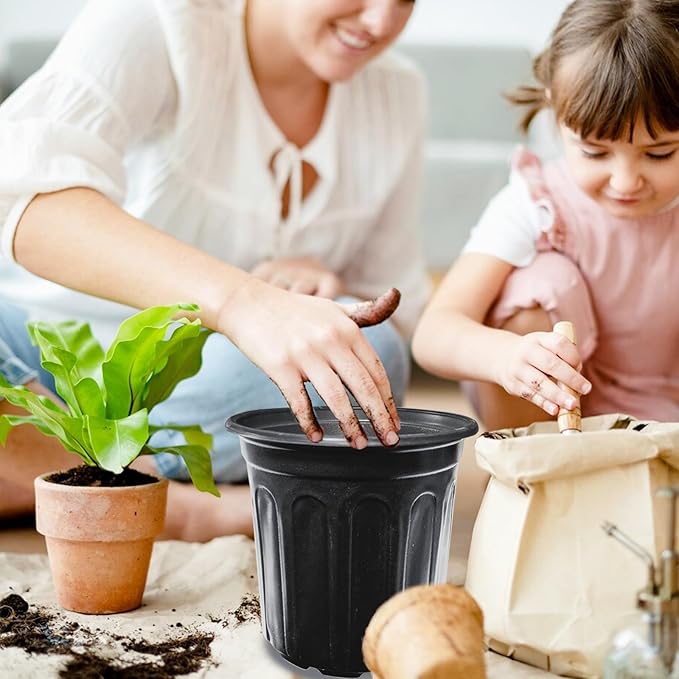 60 Pack 1 Gallon Nursery Plant Pots,Thickened Flexible Plastic Seedling Pot with Holes,Flower Plant Container for Succulents,Cuttings,Transplanting,Home Garden(Black)