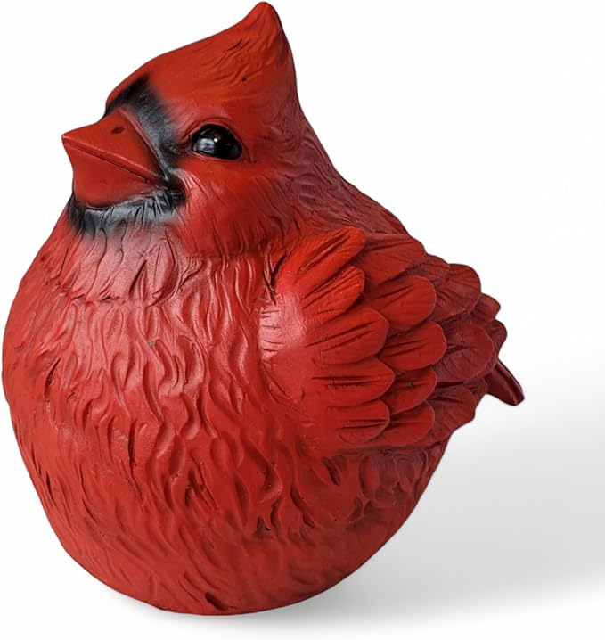 Stocky Cardinal Garden Statue and Key Hider - Hides a Secret Extra Hidden Key Outside in Garden, Yard or Porch